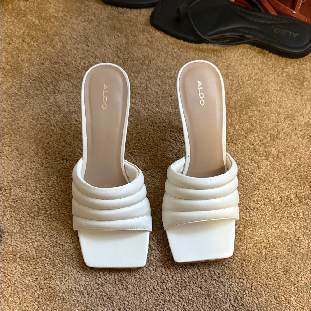 ALDO Cream Quilted Mules